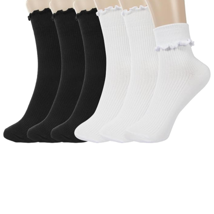 Women Turn Cuff Frilly Ruffle Socks