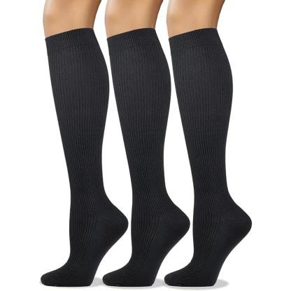 Pack of 3 Women Soft Combed High Long Ribbed Seamless Socks