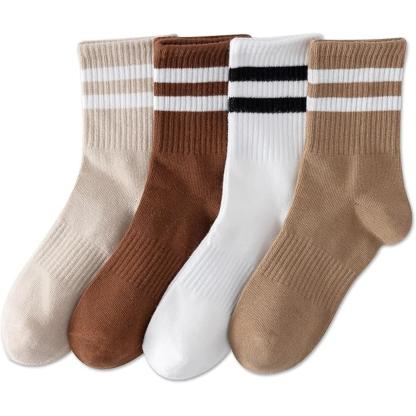 Pack Of 4 Striped Casual Crew Socks