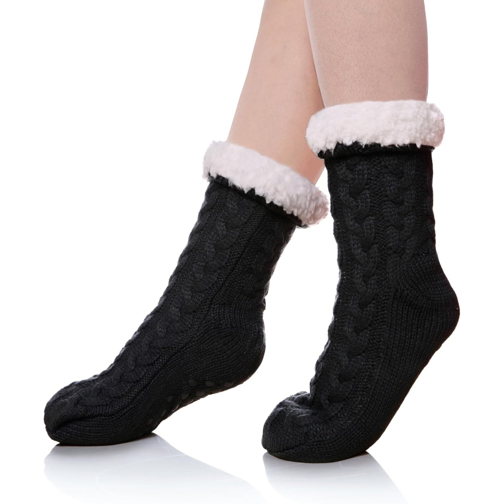 Super Soft Warm Fleece Lined Socks With Grippers