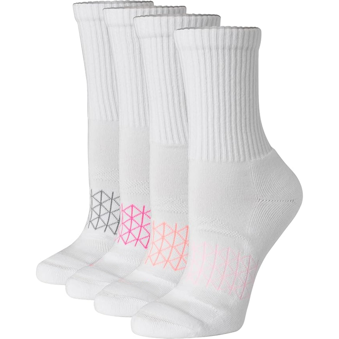 4 Pairs Of Cushioned Crew Socks For Women
