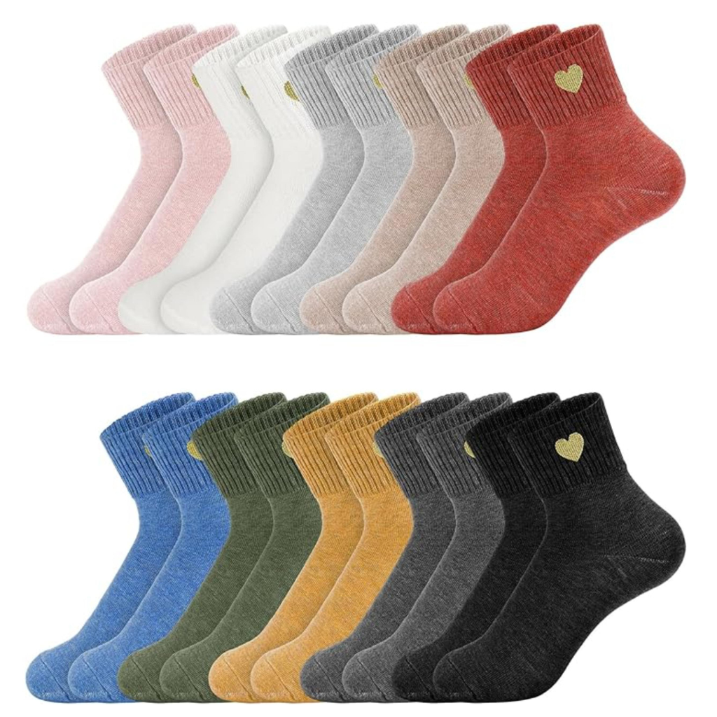 Women Pack Of 10 Colorful Crew Socks