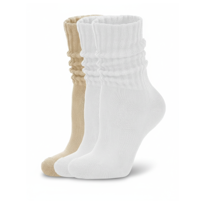 3 Pair Of Scrunch Ribbed Slouchy Crew Design Socks