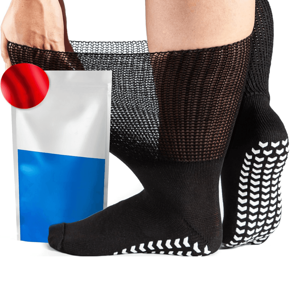 2 Pairs Extra Wide Neuropathy Socks – Comfort and Stability-Plantar Socks