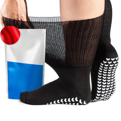 2 Pairs Extra Wide Neuropathy Socks – Comfort and Stability-Plantar Socks