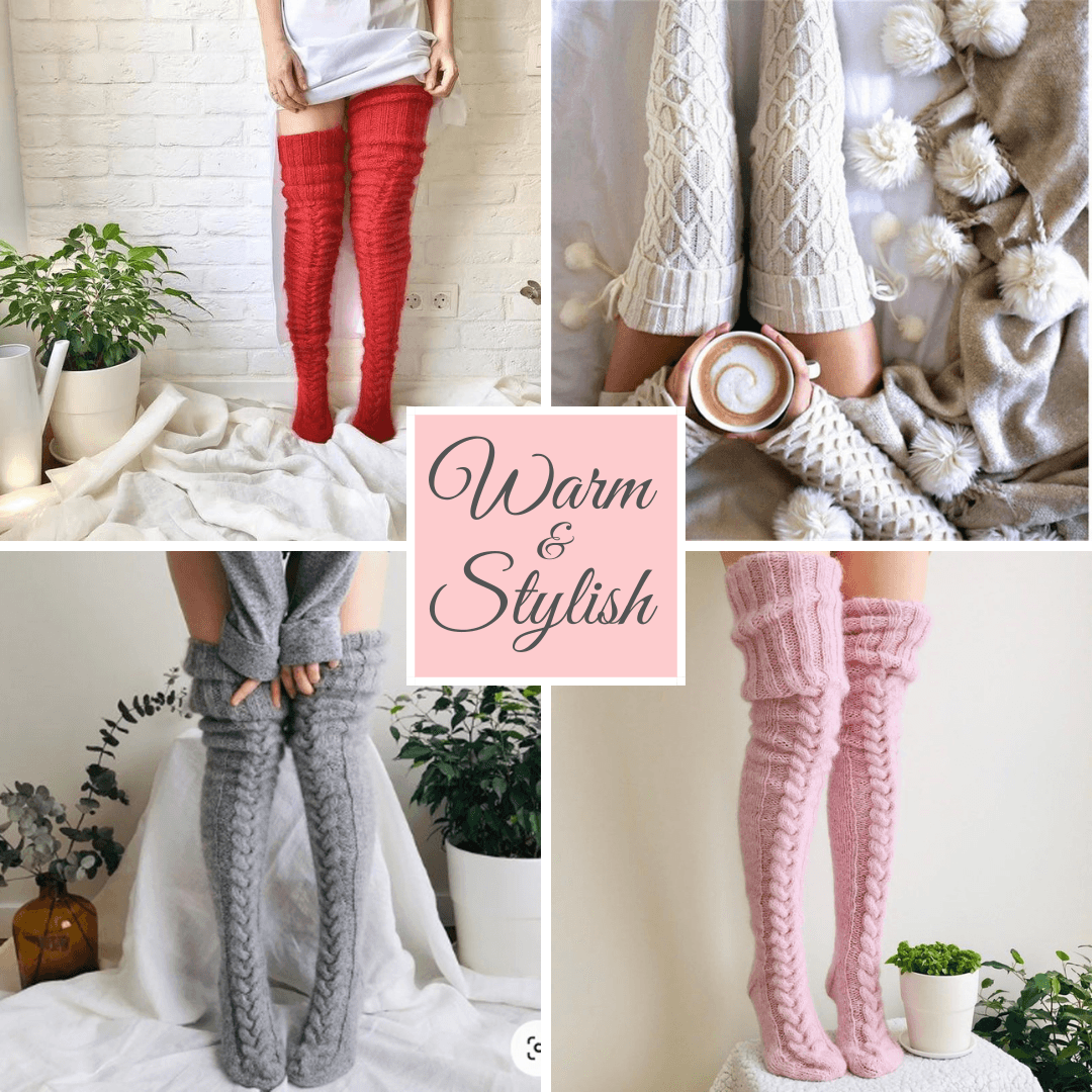 Winter Wool Stockings | Hand-Knitted Thigh High Women's socks | Over The Knee Socks-Plantar SocksWinter Wool Stockings | Hand-Knitted Thigh High Women's socks | Over The Knee Socks - Image 4