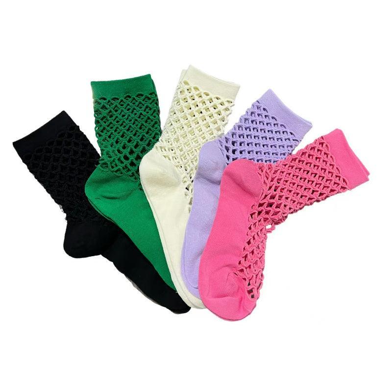 Women's Fishnet Hollow 5 Pairs Mesh Socks-Plantar Socks
