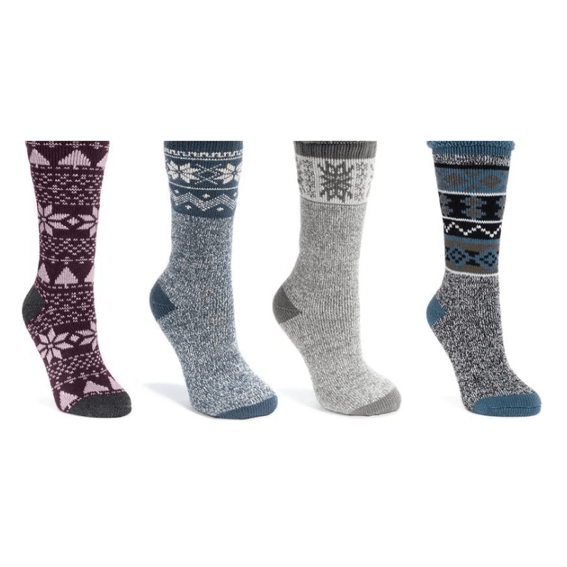 Patterned Heat Retainer Socks 4 Pack-Plantar Socks