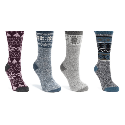 Patterned Heat Retainer Socks 4 Pack-Plantar Socks