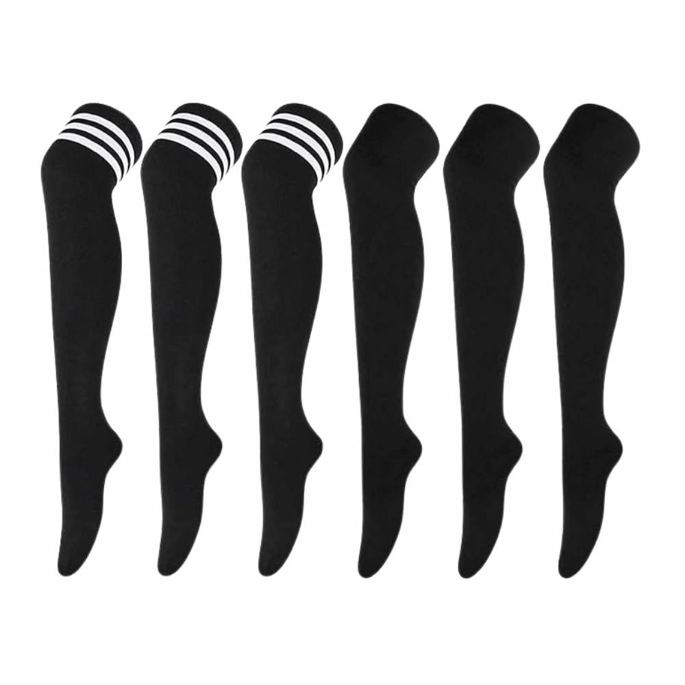 Pack Of 6 Striped Over Thigh Socks For WomenPair Of 6 Striped High Length Socks For Women - Image 10