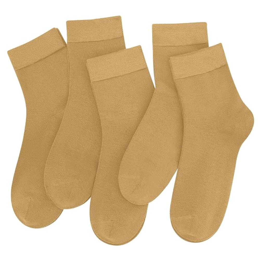 5 Pairs Women Bamboo Crew Socks Thin Lightweight Casual Wear