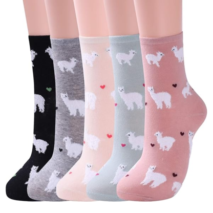 Patterned Animal Knit Crew Style Socks