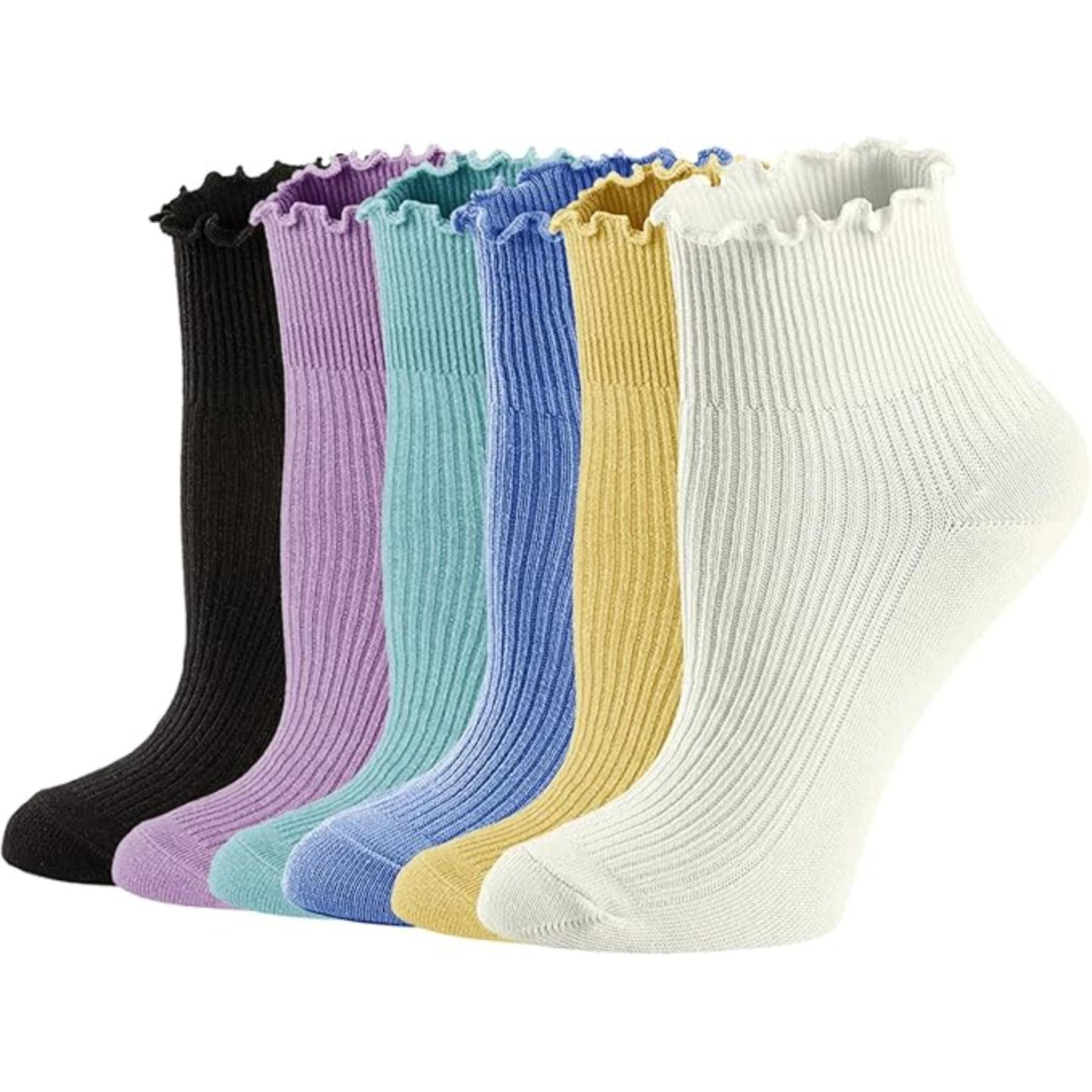 Pack Of 6 Casual Ankle Ruffle Socks For Women