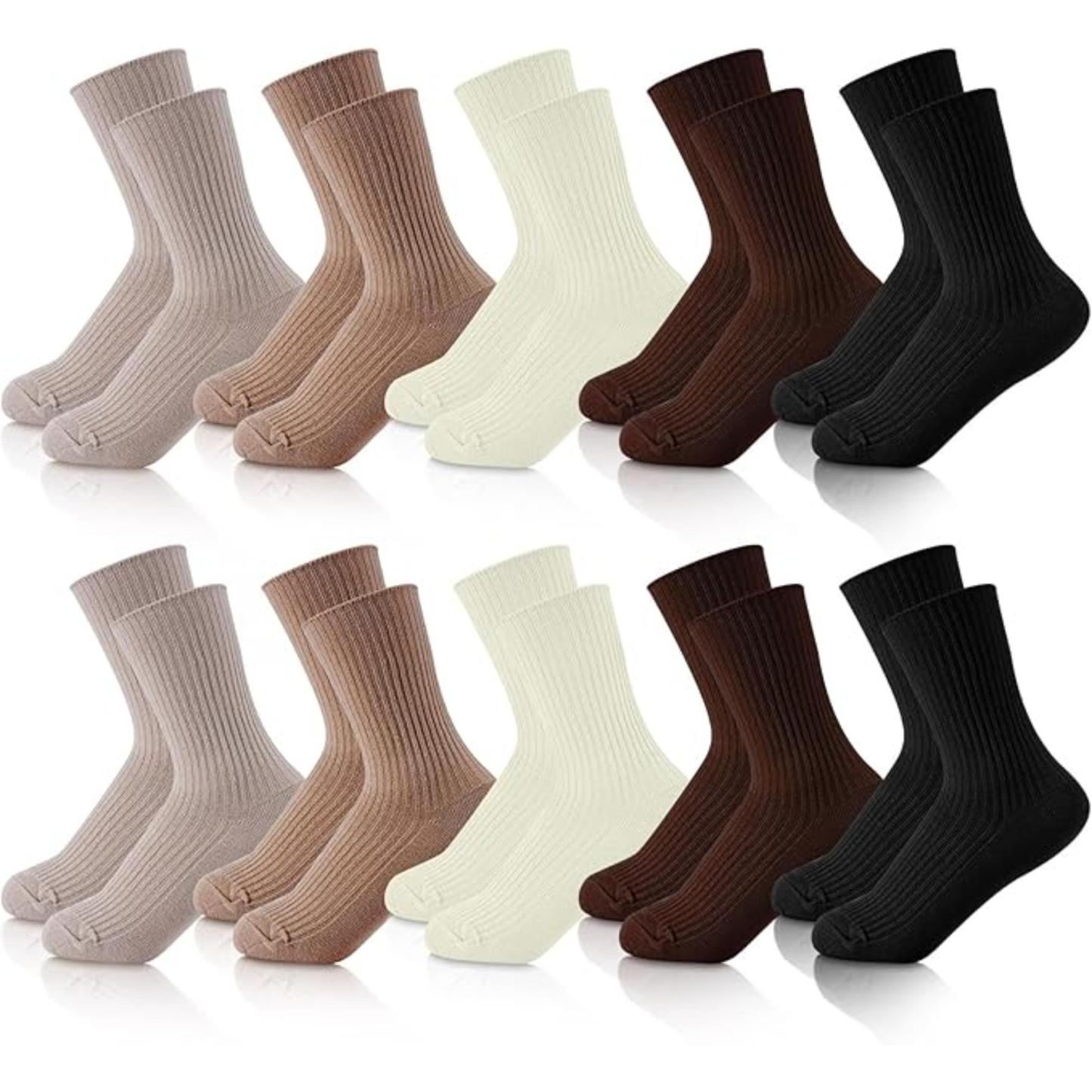 Women Pack Of 10 Colorful Crew Socks