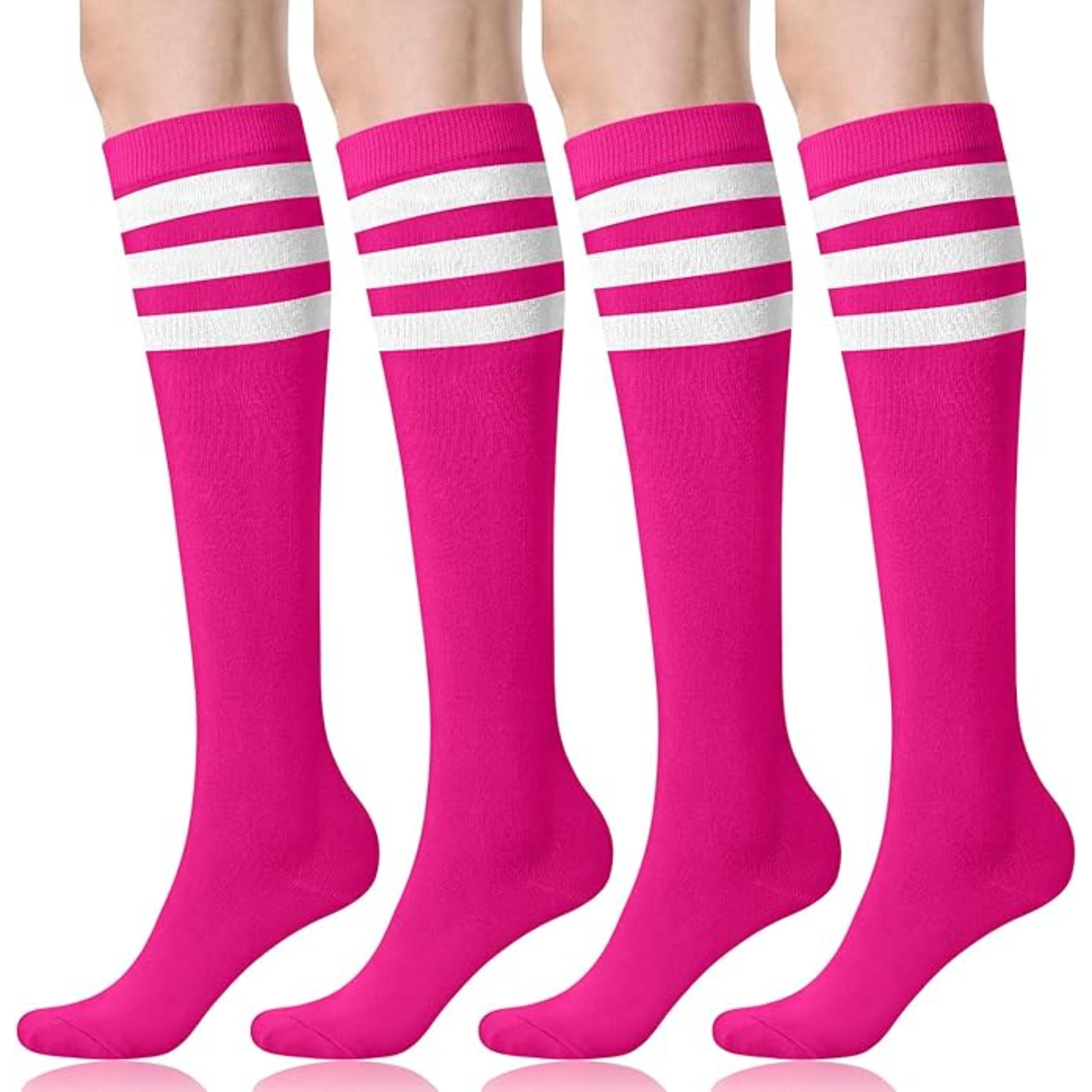 Women 4 Pairs Athletic Tube Striped SocksWomen 4 Pairs Athletic Tube Striped Socks - Image 5