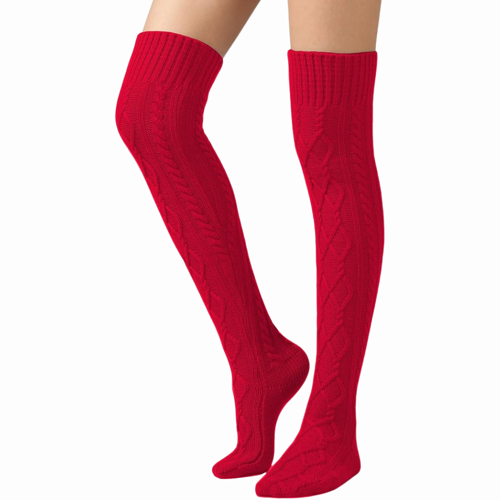 Women Cable Knit Boot Socks Extra Long Winter Stocking