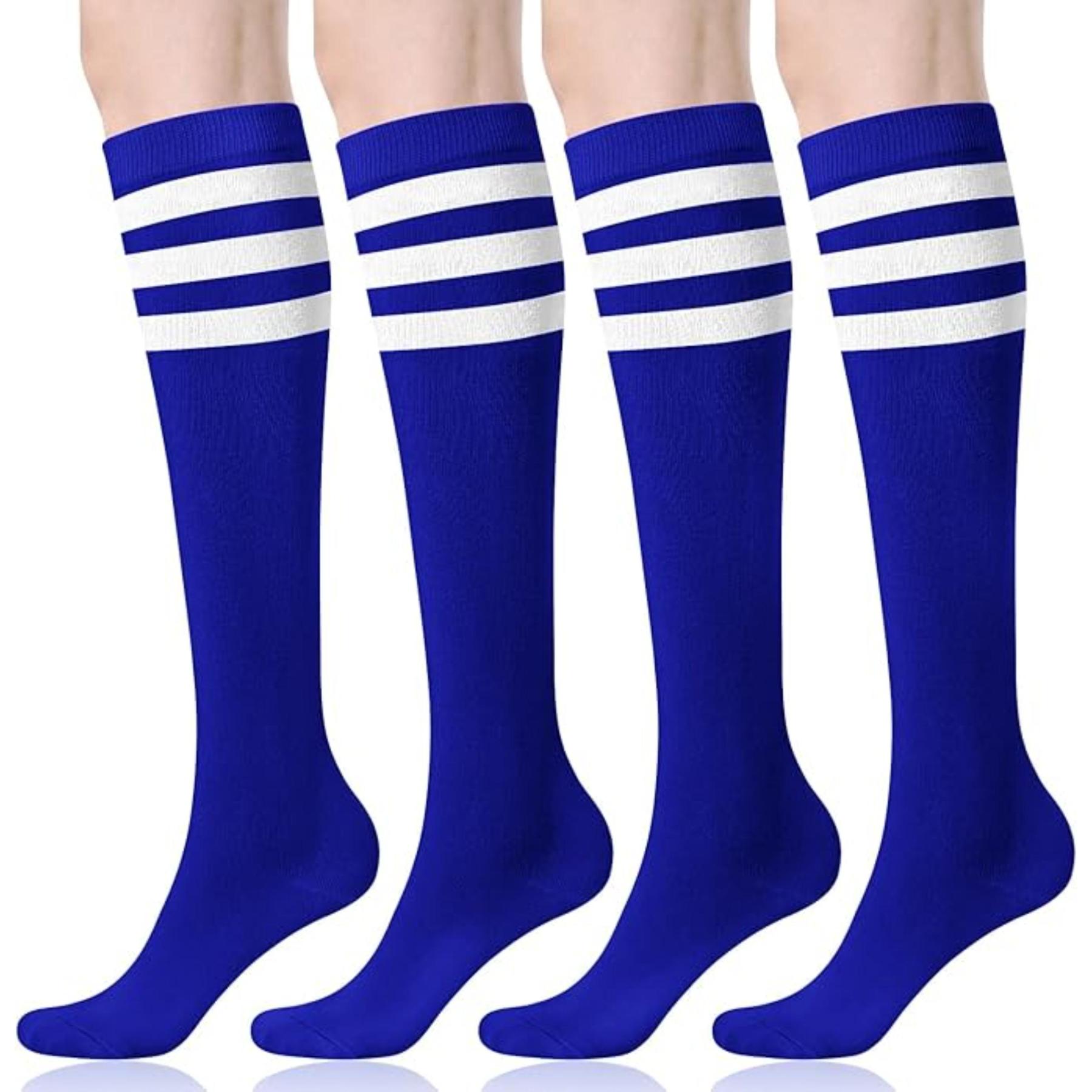 Women 4 Pairs Athletic Tube Striped Socks