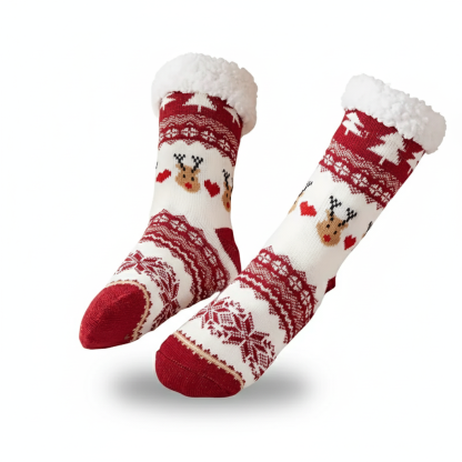 Soft Plush Fleece Lined Christmas Socks For Women