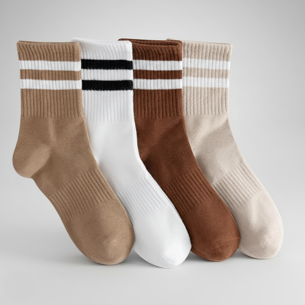 Pack Of 4 Striped Casual Crew Socks5 Pairs Of Striped Casual Crew Socks - Image 4