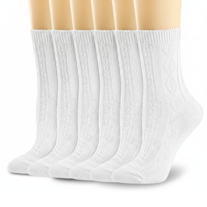 Pack of 6 Comfy Women Casual Knit Cotton Crew Socks