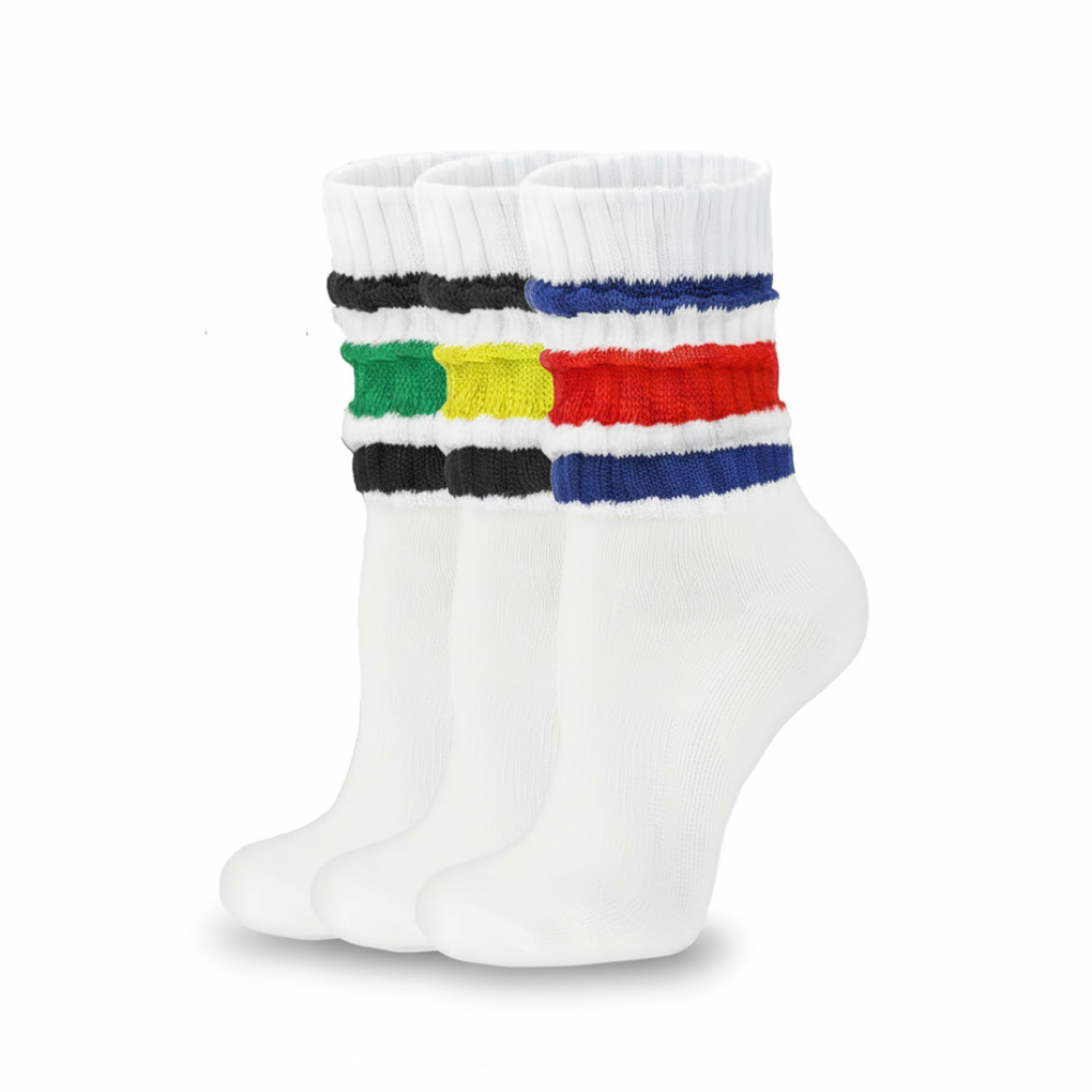 3 Pair Of Scrunch Ribbed Slouchy Crew Design Socks