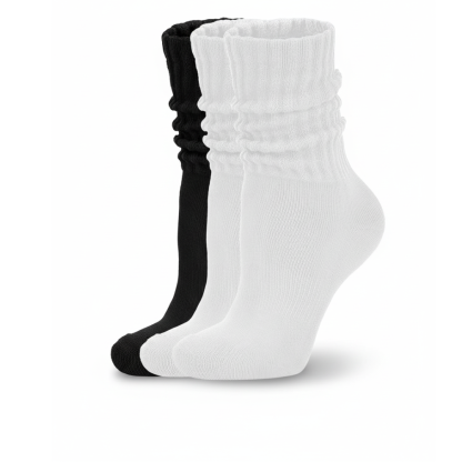 3 Pair Of Scrunch Ribbed Slouchy Crew Design Socks