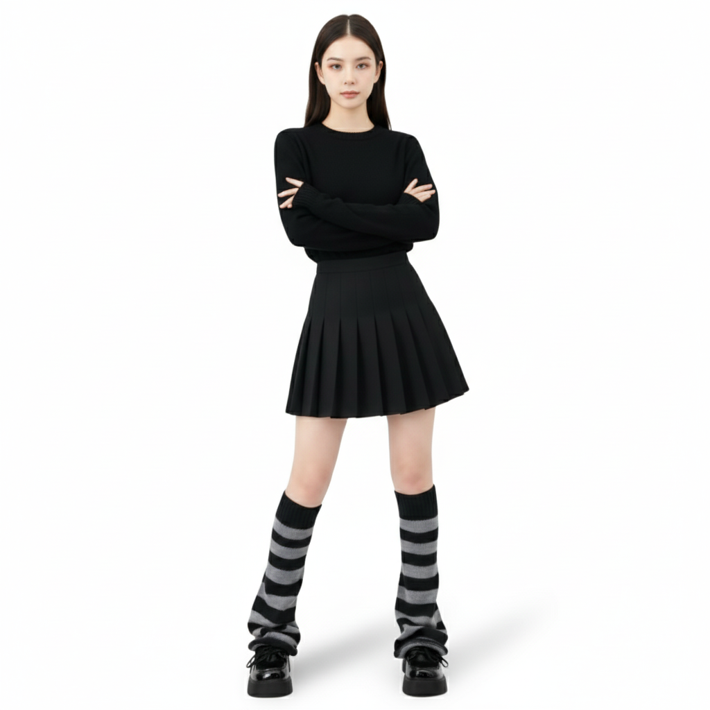 Strip Cozy Warm Socks for Women and Girls in Gothic Style