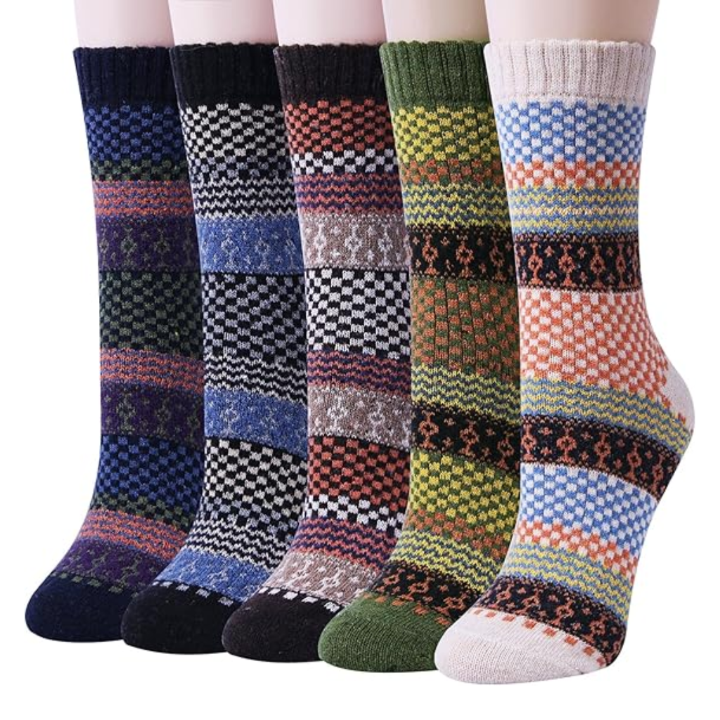Patterned Blend Crew Style Cabin Socks