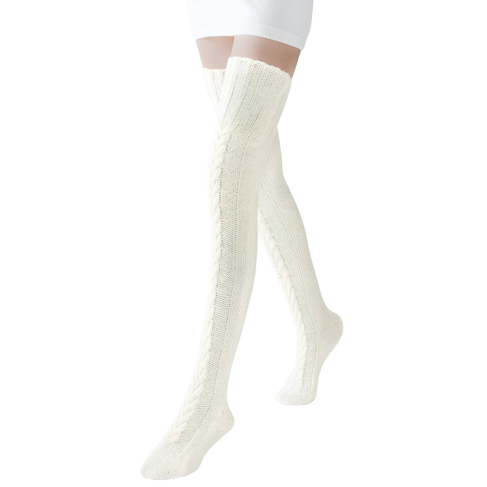 Womens Thigh High Socks Over The Knee Cable Knit Boot Socks