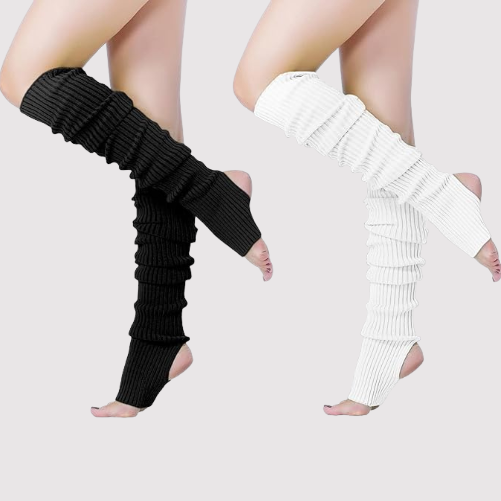 Pack Of 2 Women 80s Party Ribbed Knit Long Leg Warmer