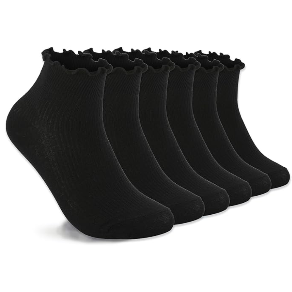 6 Pairs Women Ruffle Socks Soft Frilly Style