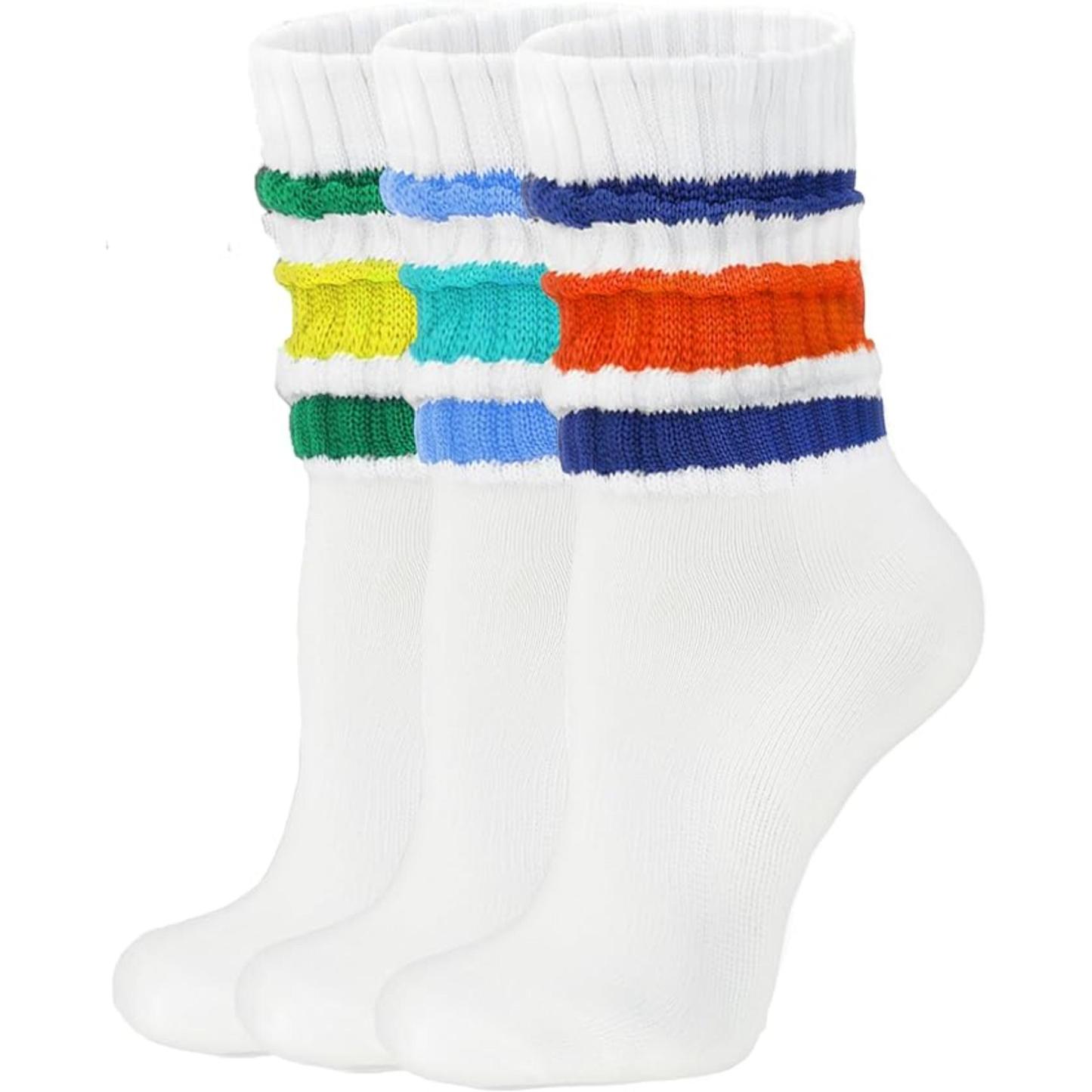 3 Pairs Of Women Scrunch Crew Socks