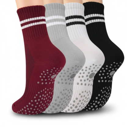 4 Pairs Non Slip Grippers Pilates Socks for Women