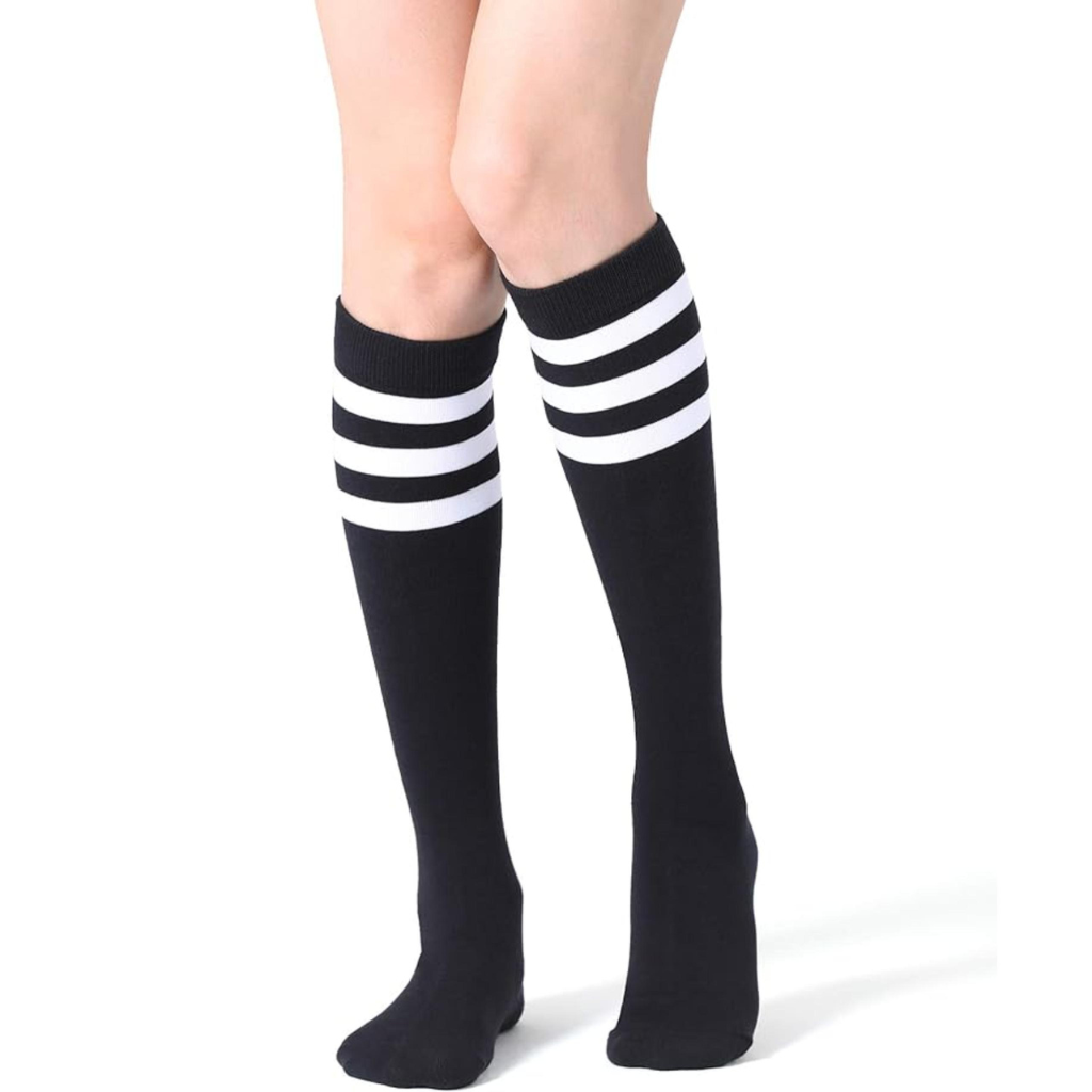 Women 4 Pairs Athletic Tube Striped Socks