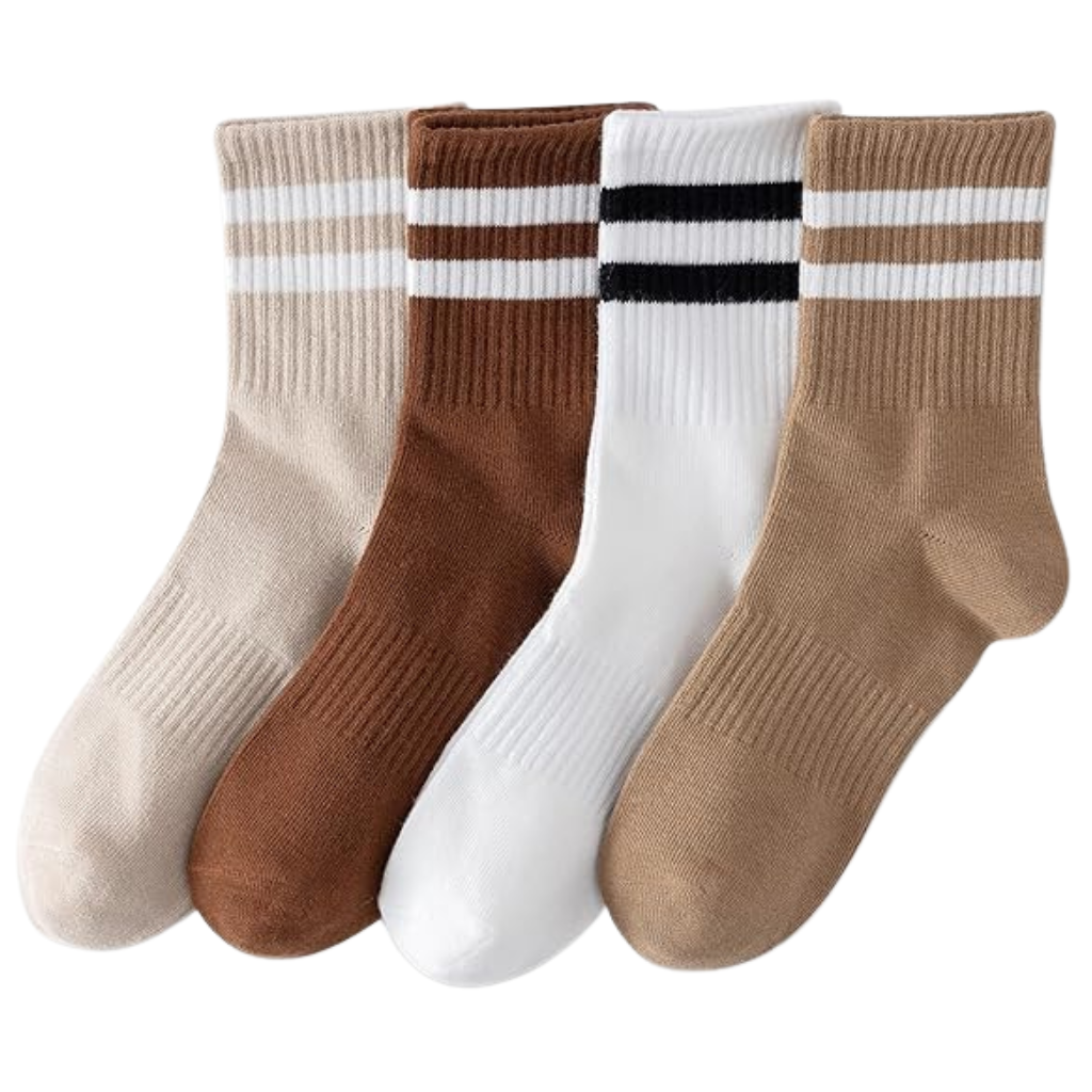 Solid Stripe Knit Crew Style Socks
