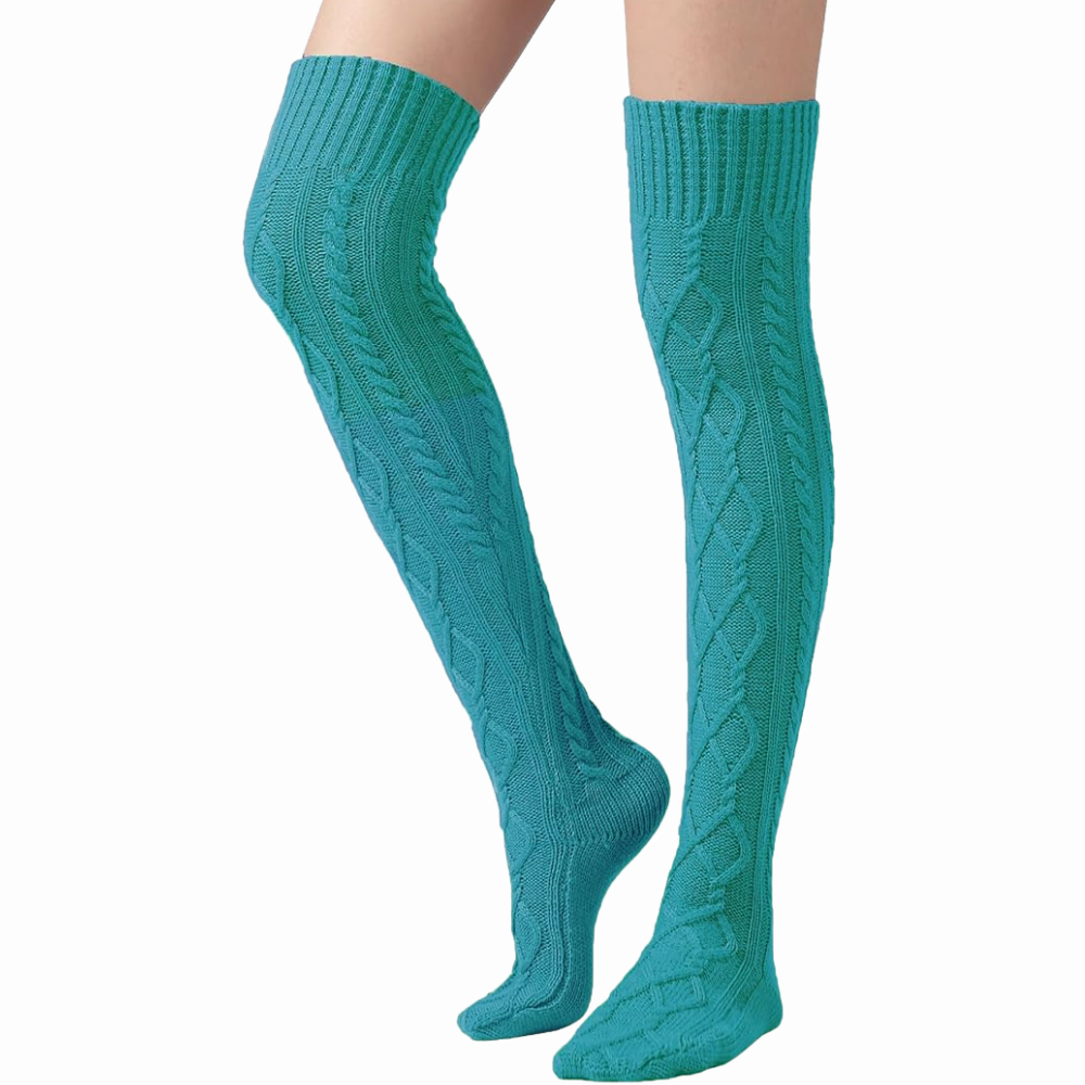 Women Cable Knit Boot Socks Extra Long Winter Stocking