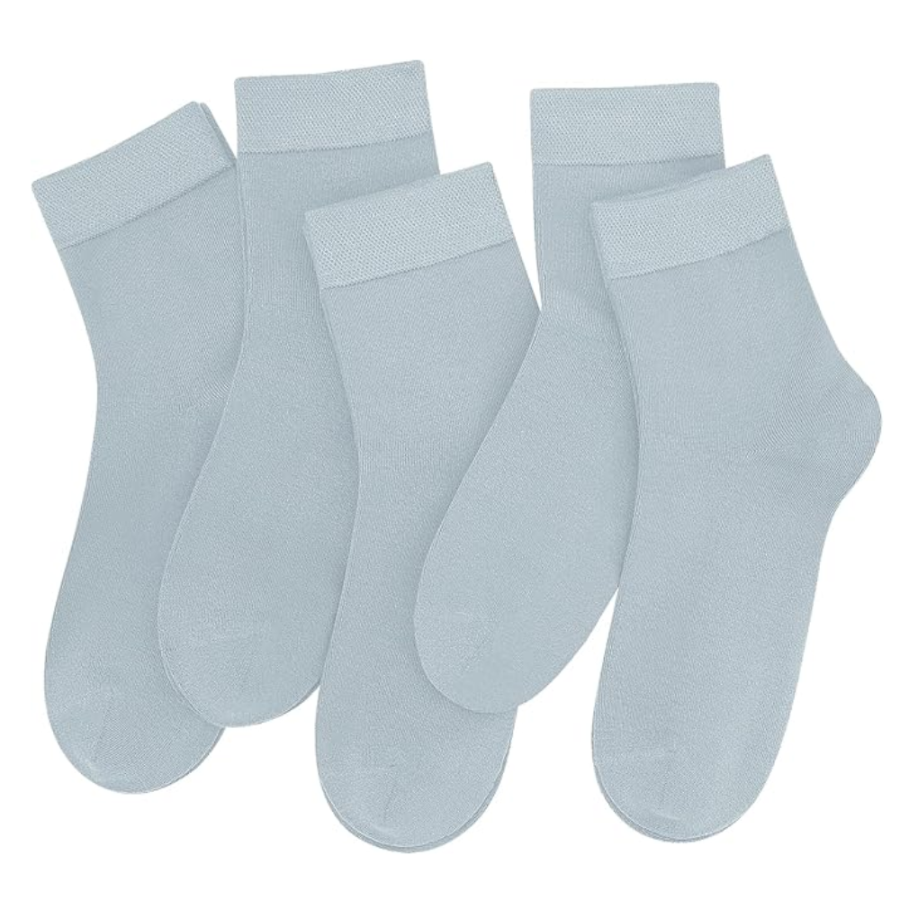 5 Pairs Women Bamboo Crew Socks Thin Lightweight Casual Wear