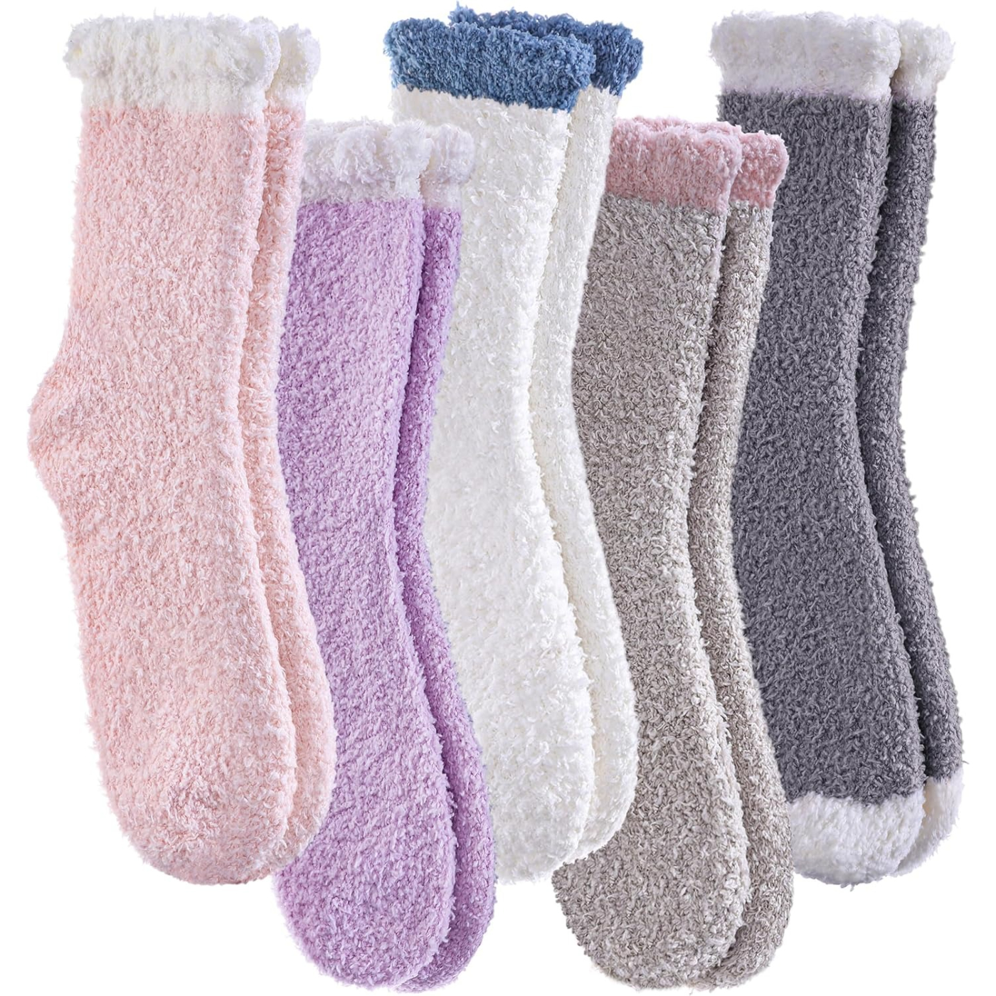 Women Fuzzy Microfiber Cozy Winter Crew Slipper Socks