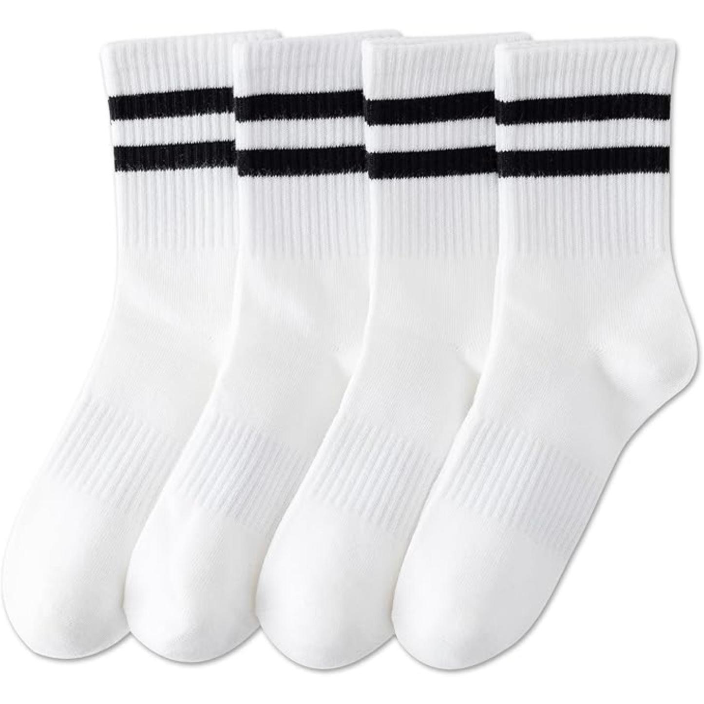 Pack Of 4 Striped Casual Crew Socks