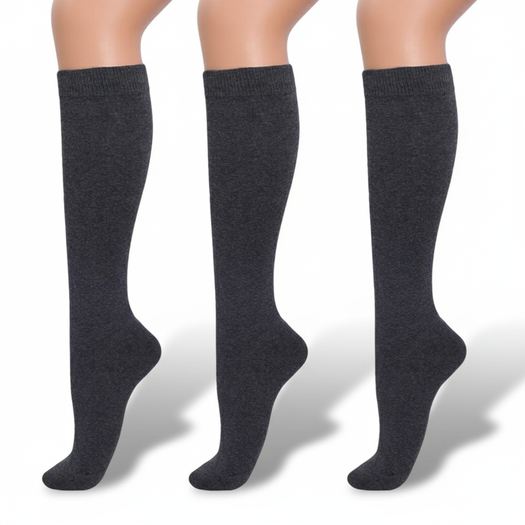 3 Pairs Opaque High Socks For Women
