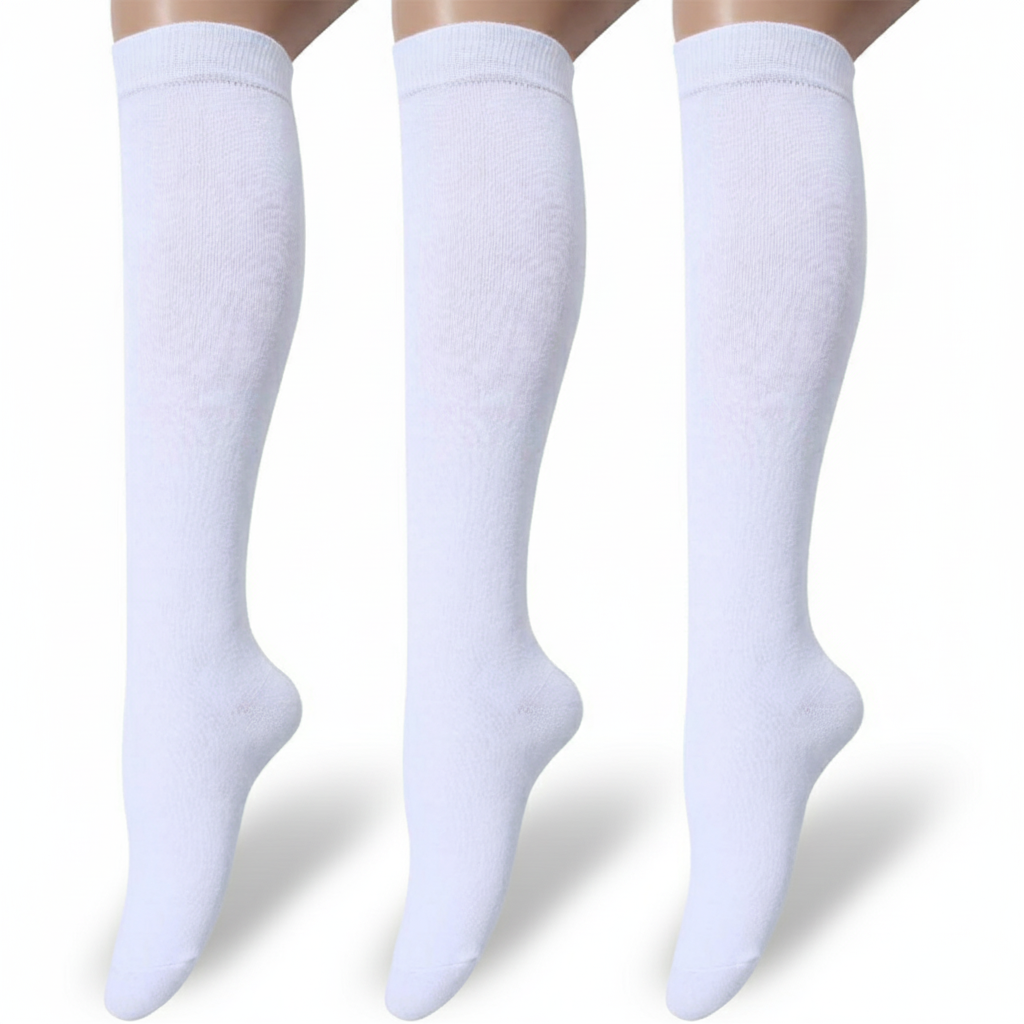 3 Pairs Opaque High Socks For Women
