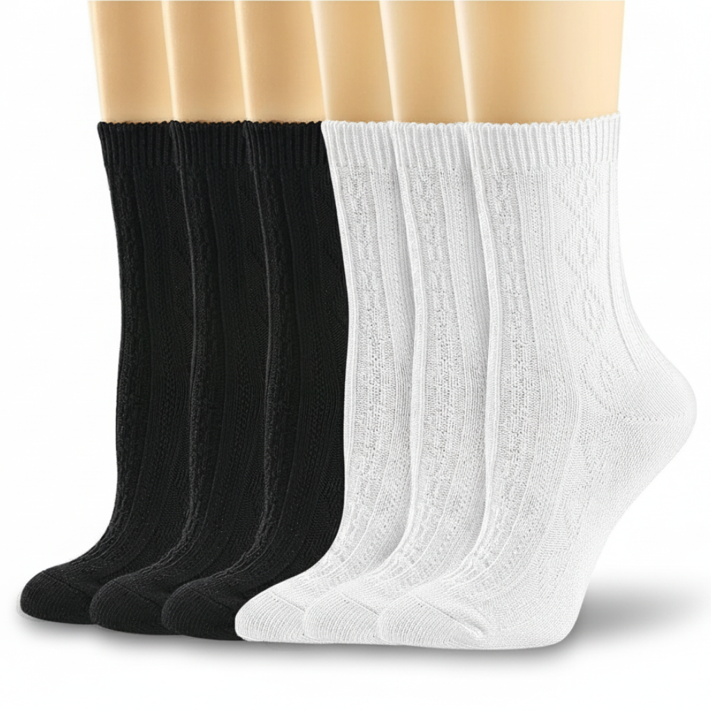 Pack of 6 Comfy Women Casual Knit Cotton Crew Socks6 Pair Of Comfy Women Casual Knit Crew Socks - Image 4