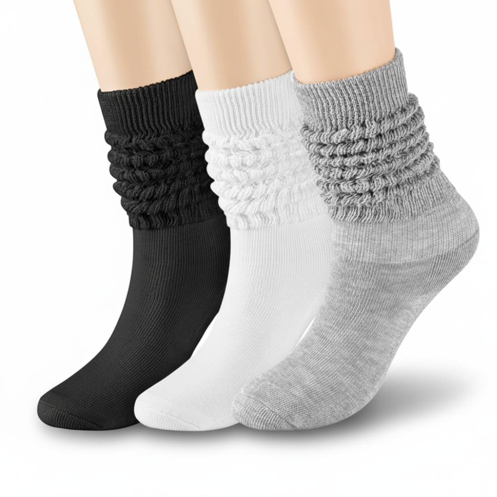 3 Pair Pack Women High Scrunch Socks