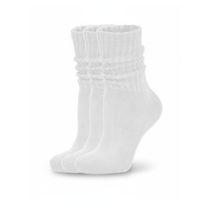 3 Pair Of Scrunch Ribbed Slouchy Crew Design Socks