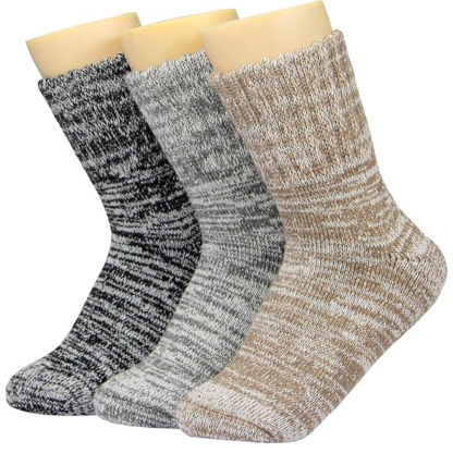 Structured Rib Knit Crew Pattern Socks