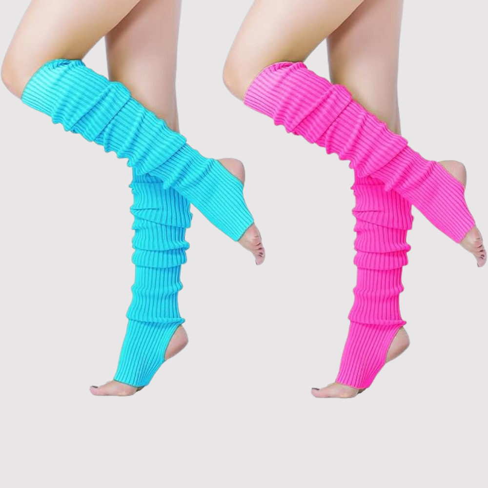 Pack Of 2 Women 80s Party Ribbed Knit Long Leg Warmer