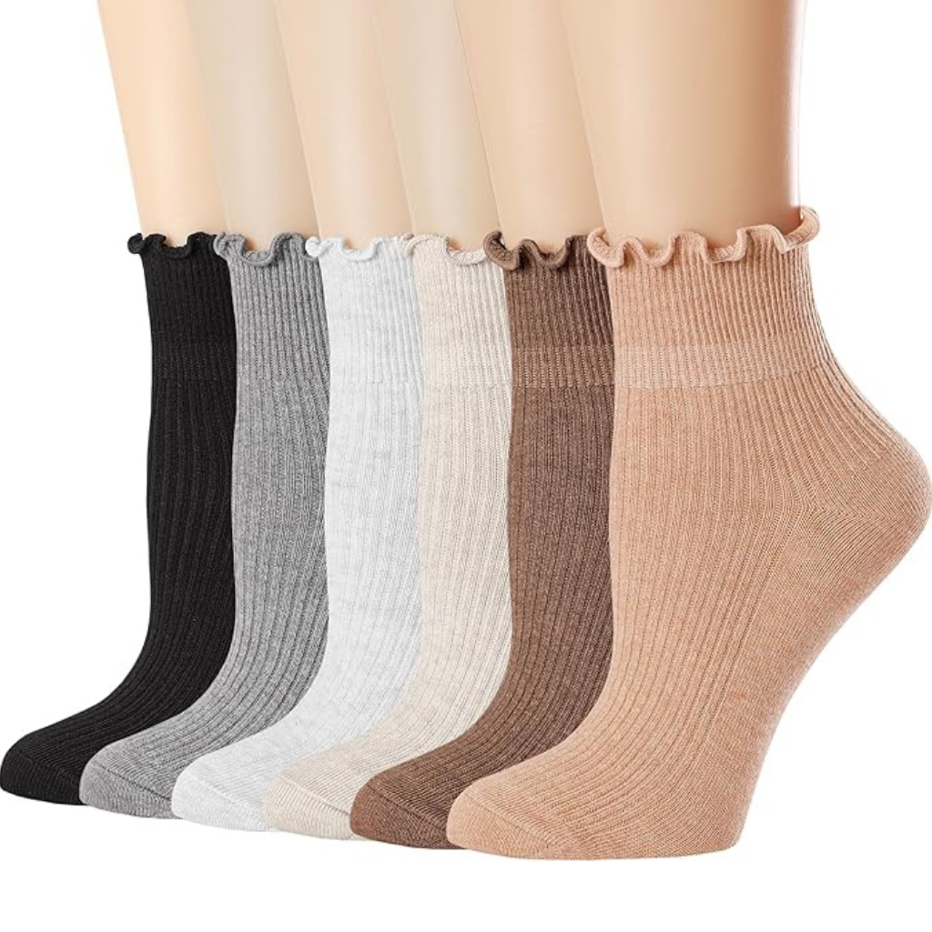 Pack Of 6 Casual Ankle Ruffle Socks For Women6 Pairs Of Casual Ankle Ruffle Socks For Women - Image 6
