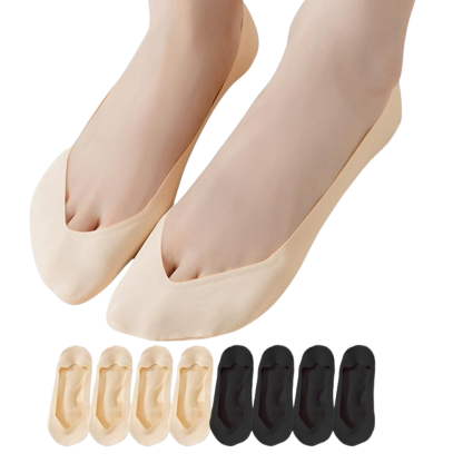 Women Ultra Low Ice Silk And Cotton Liner Socks  Pack Of 4