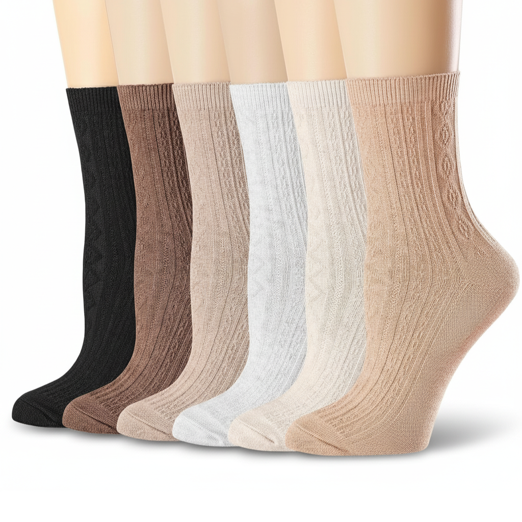 Pack of 6 Comfy Women Casual Knit Cotton Crew Socks6 Pair Of Comfy Women Casual Knit Crew Socks - Image 11