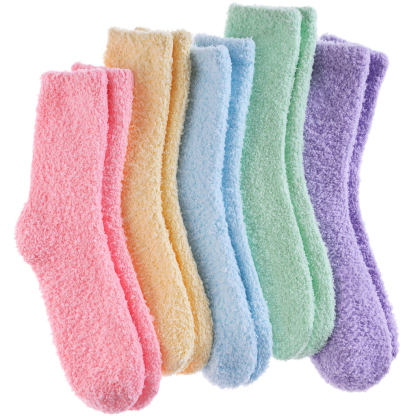 Pairs of 5 Cozy Plush Fleece Warm Wear Women Fuzzy Socks Winter